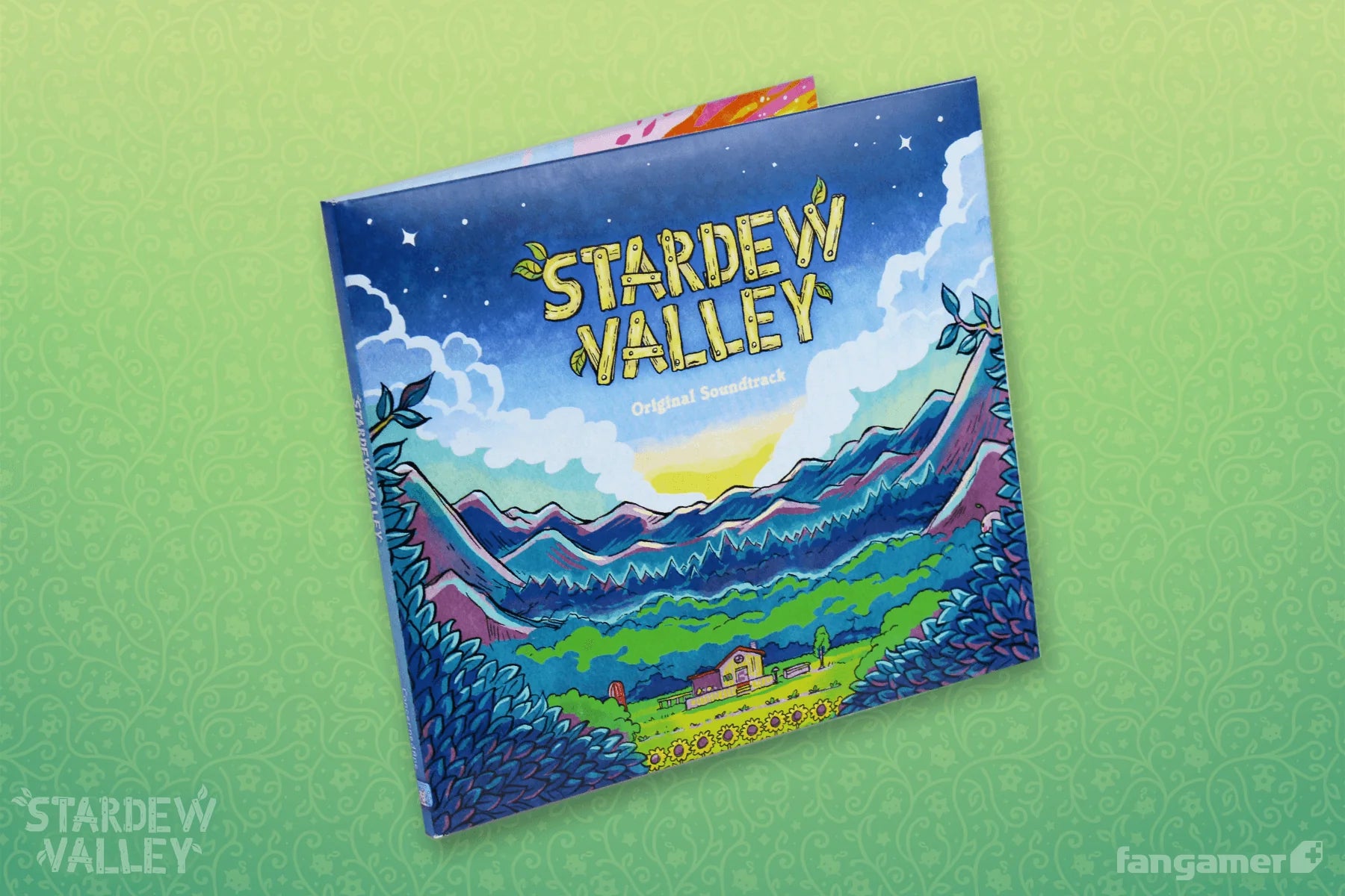 Stardew Valley game case on a green gradient background