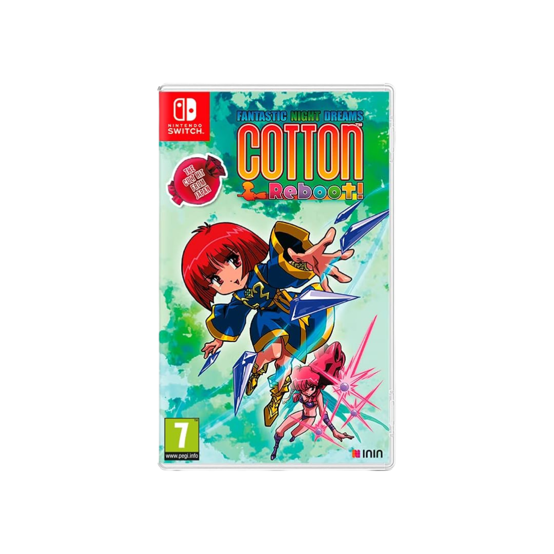 Game box for 'Cotton Reboot!' on Nintendo Switch with colorful design and characters.