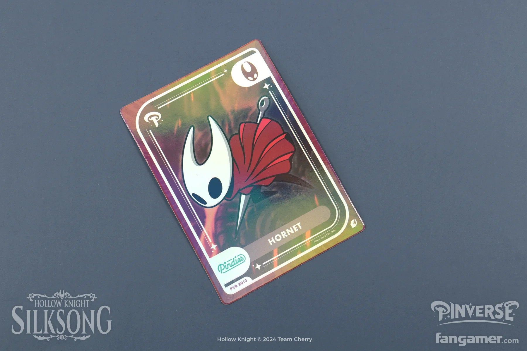 Hollow Knight Silksong card with character design on a dark background