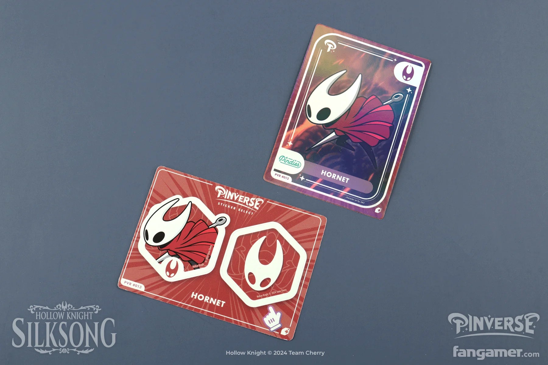 Two 'Hollow Knight' themed cards on a dark gray background with 'Pinyverse' branding.