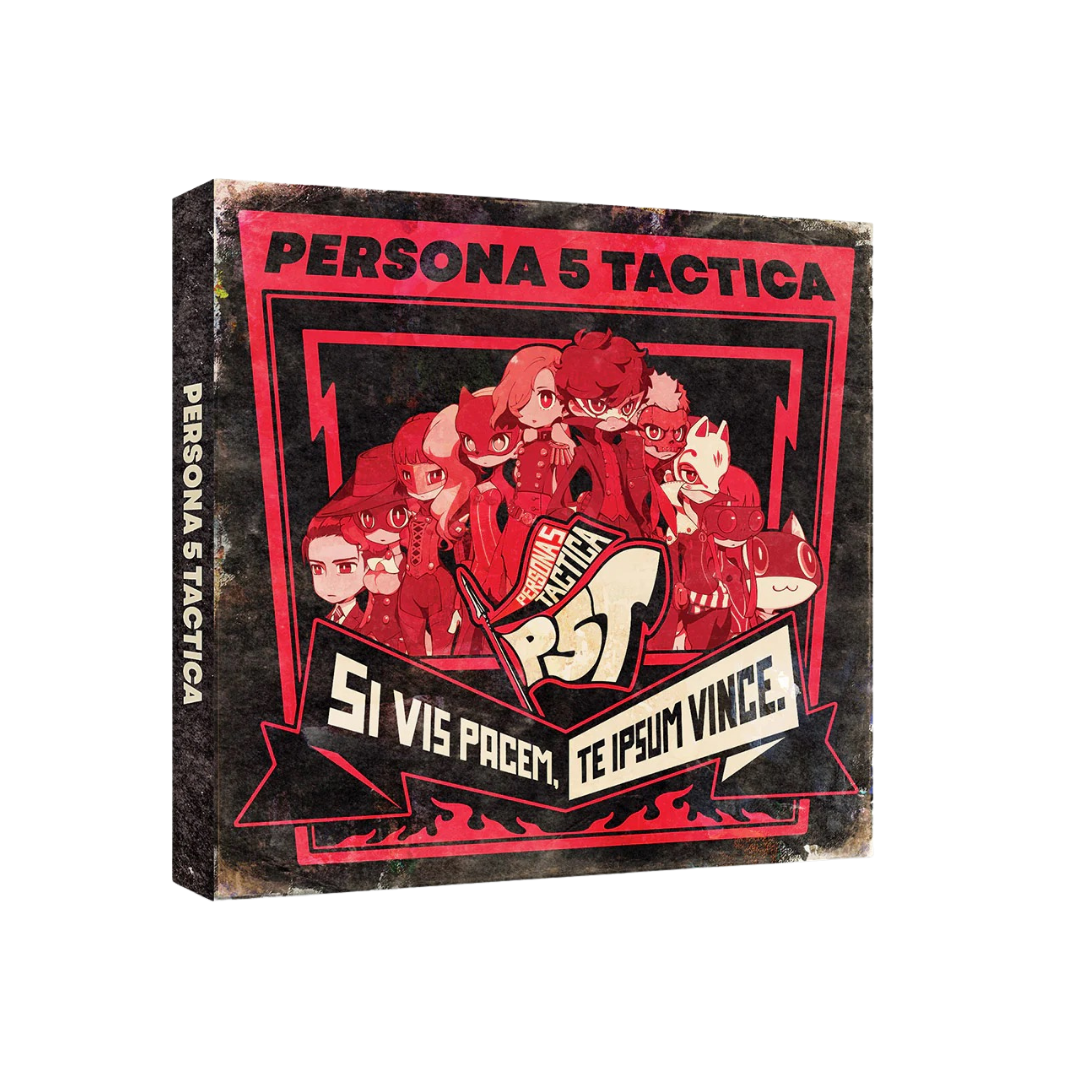Box for 'Persona 5 Tactica' with character illustration and text on a white background