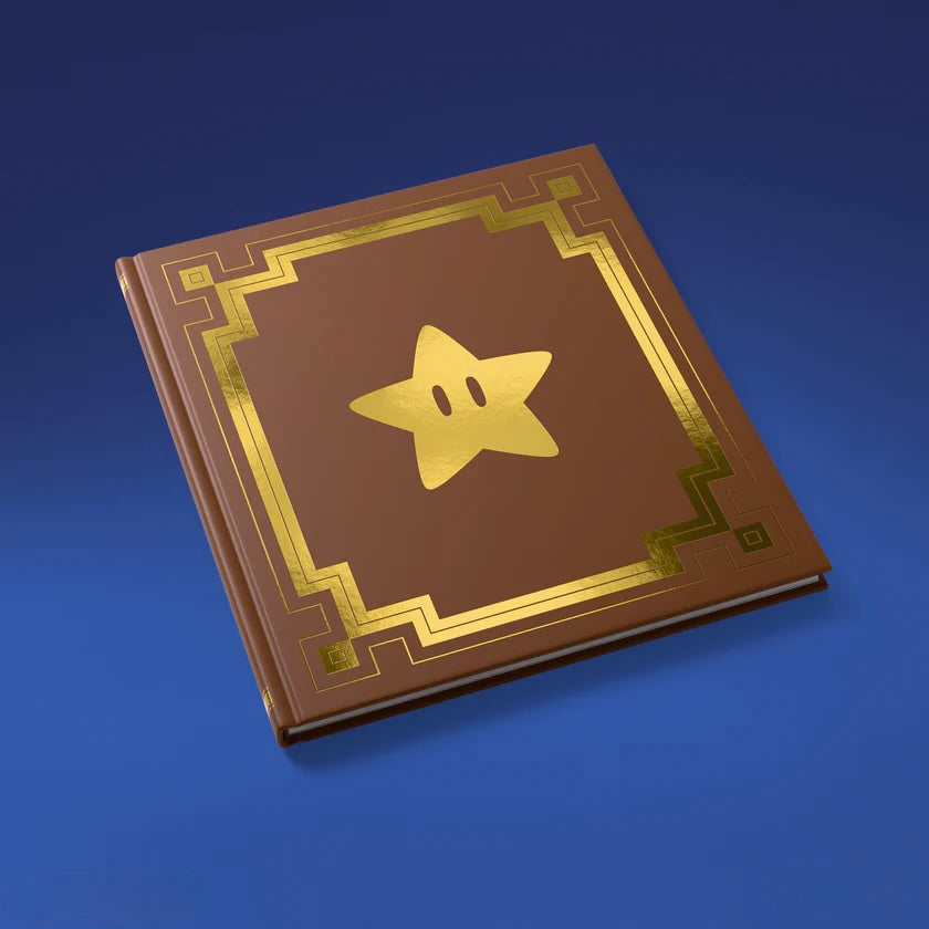 Decorative book with a gold star emblem on a blue background