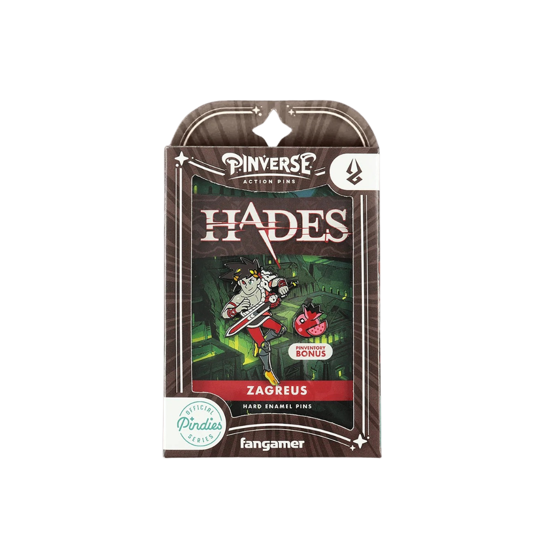 Packaged product for 'Hades' with Zagreus illustration on a white background