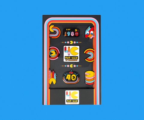 732690Official Pac-Man 40th Anniversary 9 Pin Badge Set
